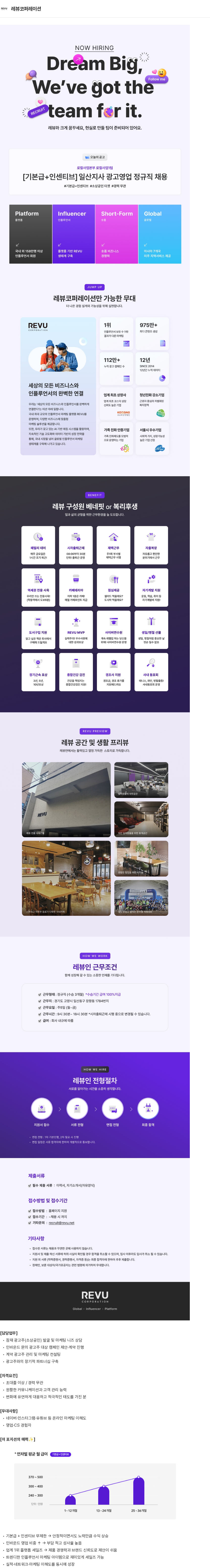 레뷰코퍼레이션 일산지사 광고영업 정규직 채용 채용공고